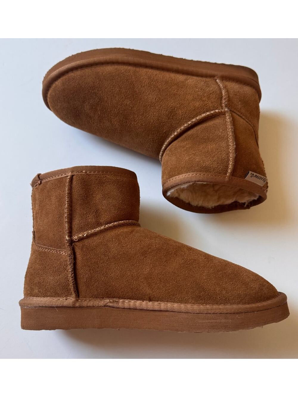 Bearpaw Women's Shorty Faux Suede Fur Lined Boots Sz 9 Brown/Chestnut Slip On
